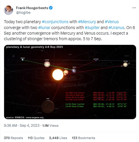 Frank Hogerbets's tweet on the Morocco earthquake