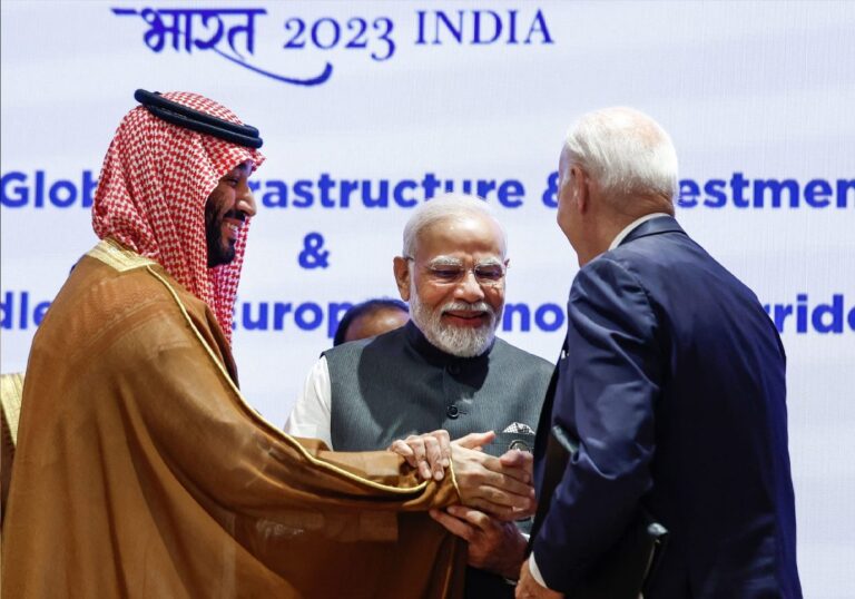 Joe Biden and Mohammed bin Salman shake hands at the G20 summit