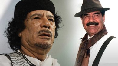 Saddam Hussein and Muammar Gaddafi