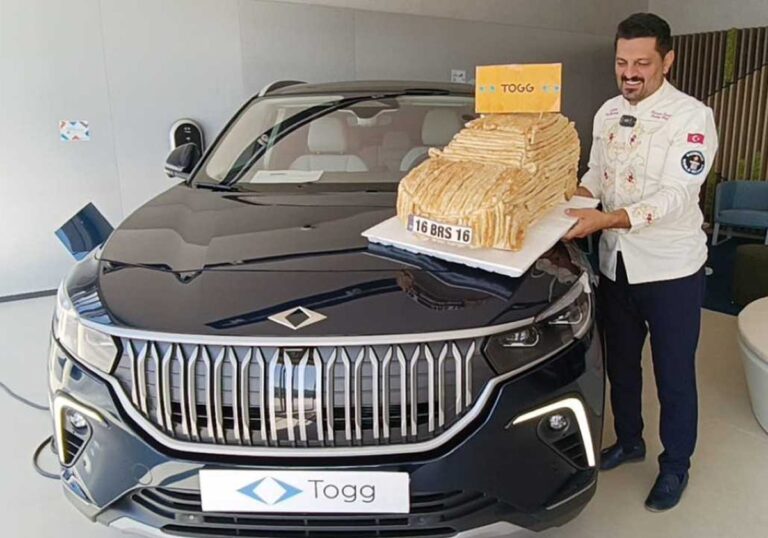 Sweet Surprise: Turkish Pastry Chef’s Cake Creation Earns Him a Real TOGG Electric Car