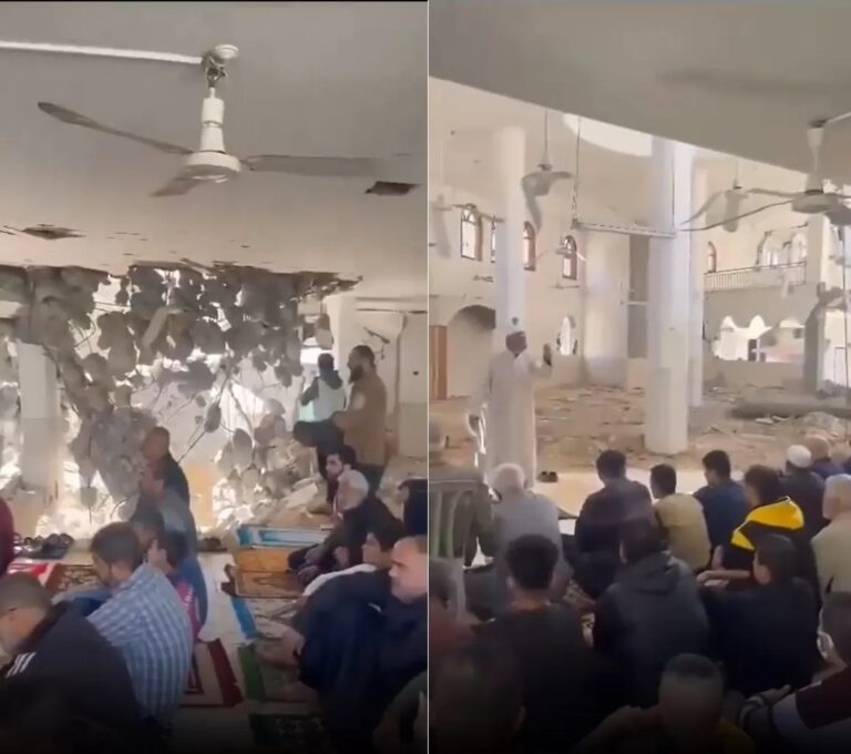 Defiance Amidst Destruction: Palestinians Hold Friday Prayers in Ruined Gaza Mosque