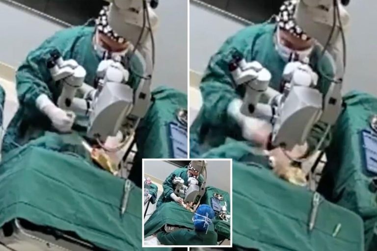 A clip from the video of the incident shows a Chinese surgeon hitting a female patient during a surgery on her eyes