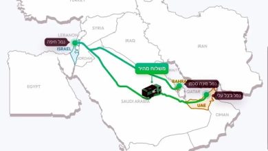 Truck routes from Gulf ports to Haifa