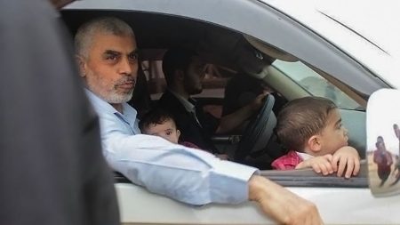 Video of al-Sinwar with his wife and children inside a tunnel.