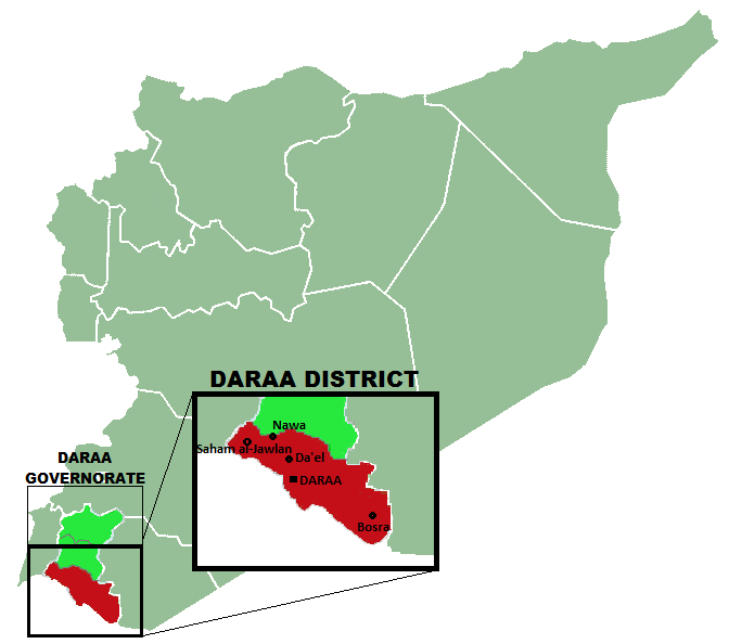 map highlighting Dara’s location within Syria