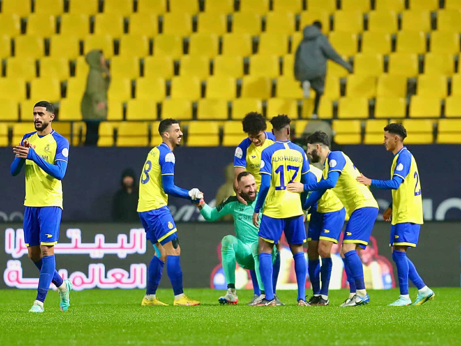 احتفال النصر السعودي بفوزه على الطائي